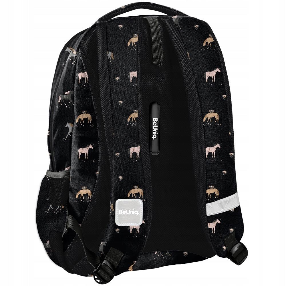 School backpack Horse BeUniq black in horses solid practical Manufacturer code BU24KN-2808