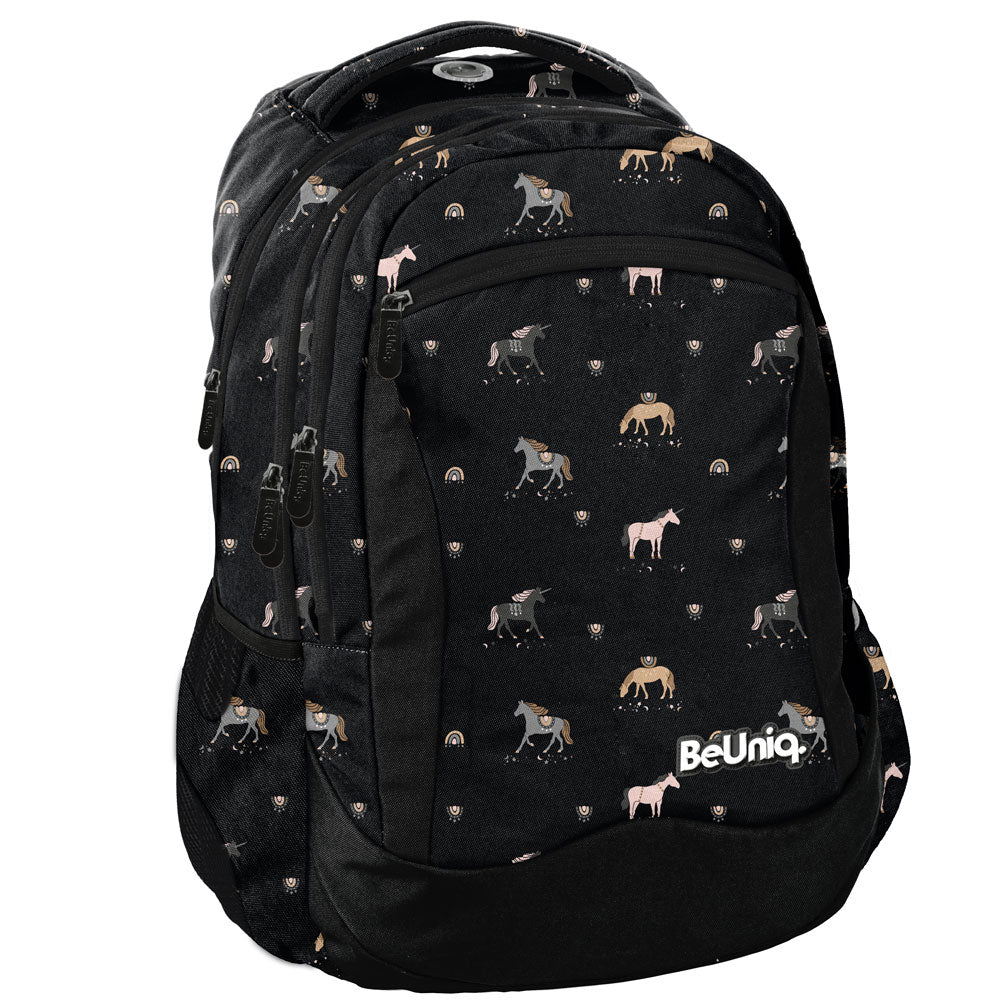 School backpack Horse BeUniq black in horses solid practical