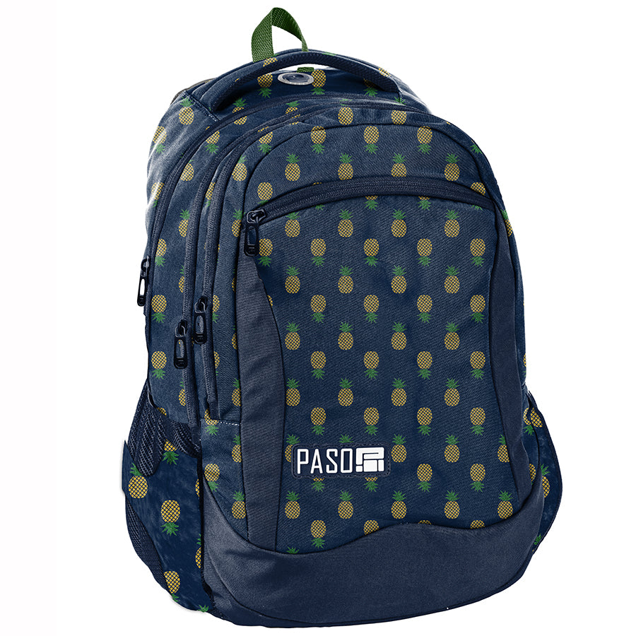 School backpack Paso navy blue with pineapples for girls