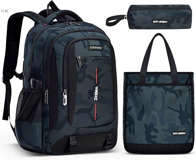 School backpack + Pencil case + sachet – set of 3in1