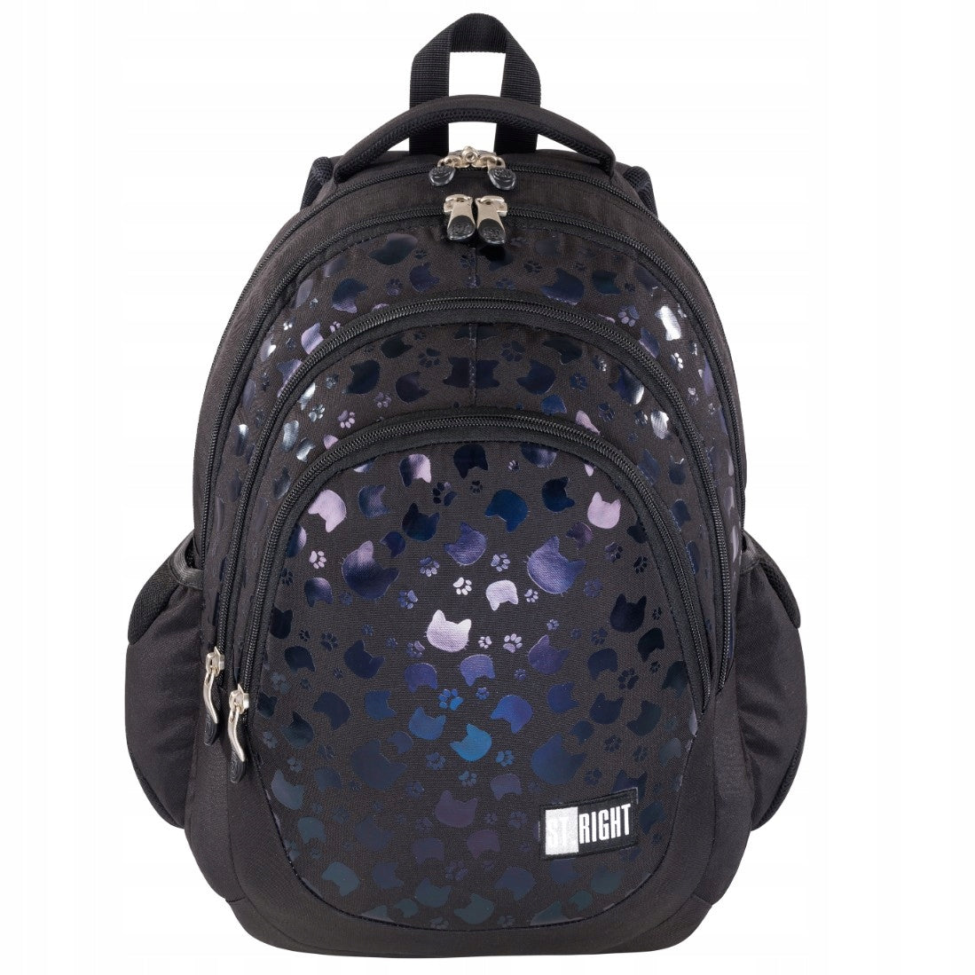 School backpack St.Right black multi-chamber 4-chamber 23 l cats