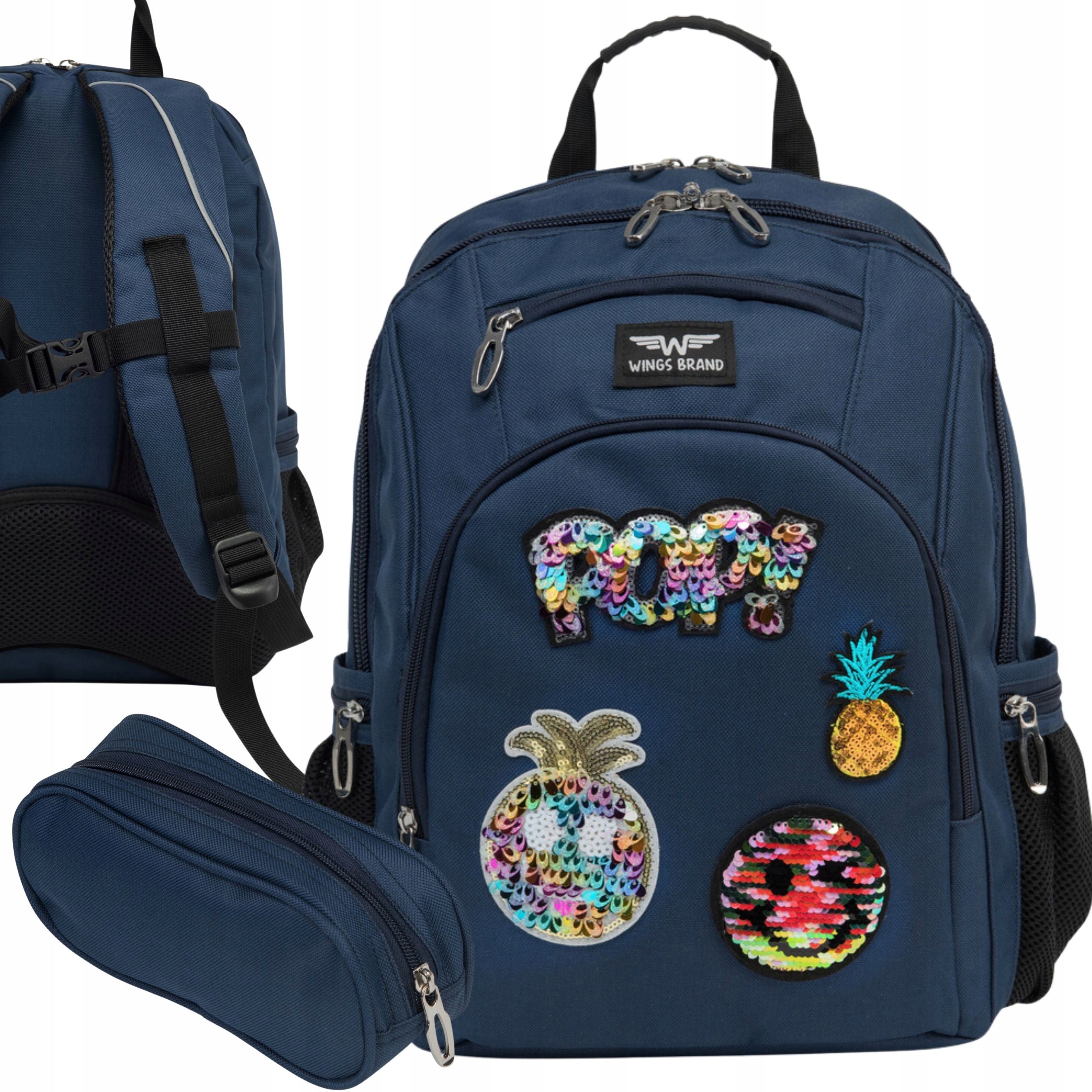 School backpack YOUTH with pencil case included large satchel WINGS