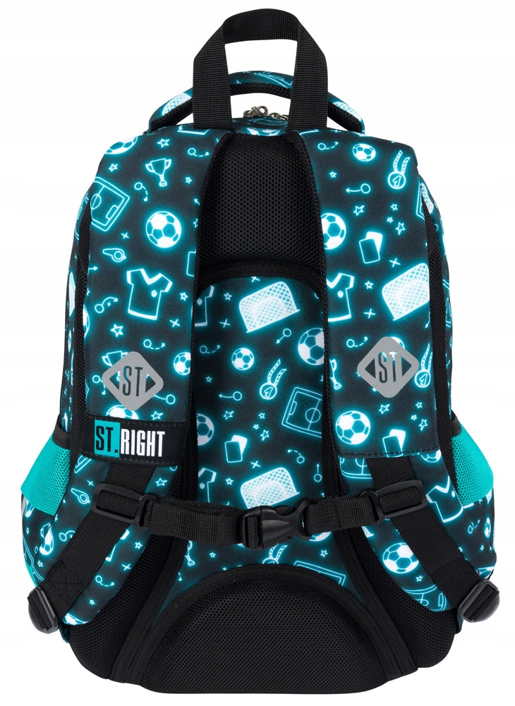 School backpack Youth multi-chamber St.Right FOOTBALL NEON BALL Brand St.Right