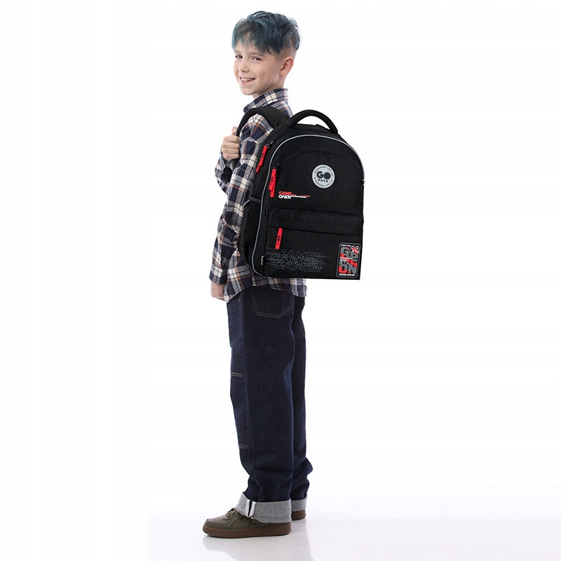 School backpack black for boys 4-7 multi-chamber GoPack Manufacturer code GO26-182M-5