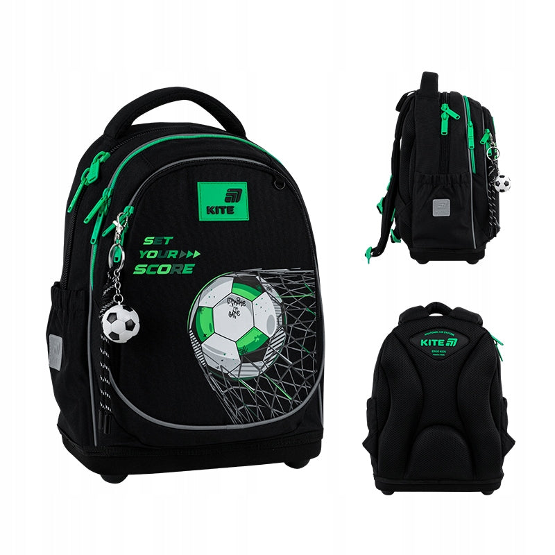 School backpack for boy football orthopedic set on legs Kite