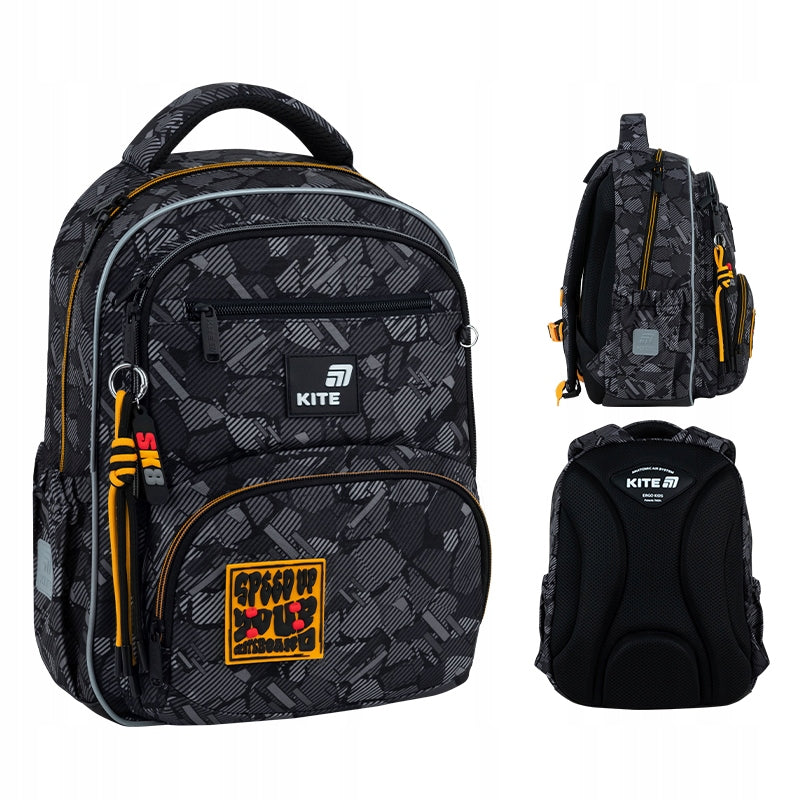 School backpack for boys 1-5 orthopedic class with Velcro patches Kite