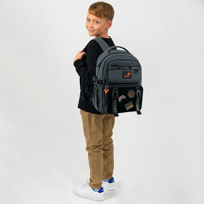 School backpack for boys 6-12 years old with Velcro patches and keychain Kite Packaging status original