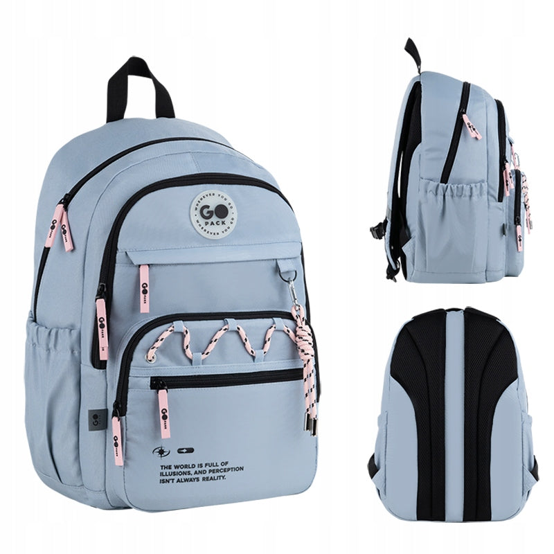 School backpack for boys anatomical for teenagers blue GoPack