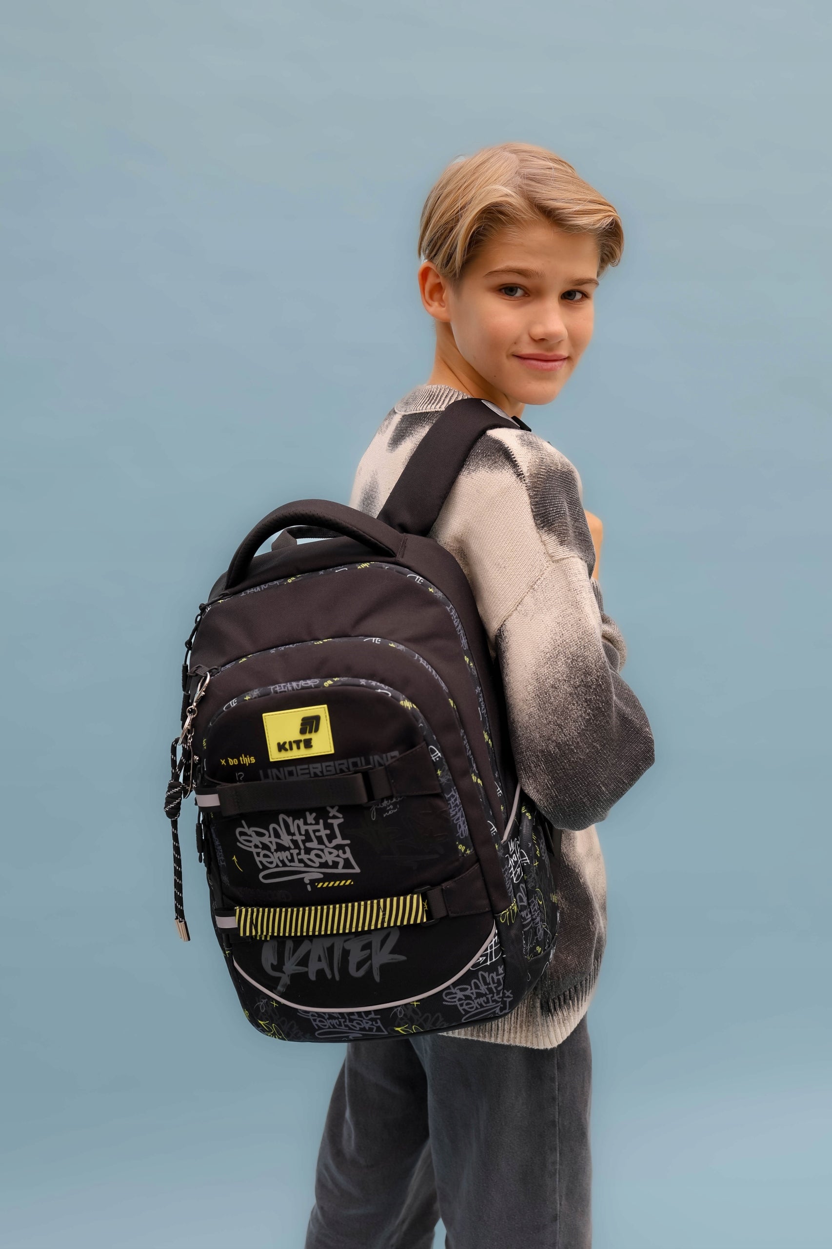 School backpack for boys class 4-7 for skateboard black Kite Packaging status original