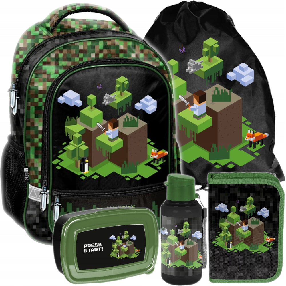 School backpack for boys satchel 1-3 class Paso Minecraft Set 5in1 Manufacturer code 4720