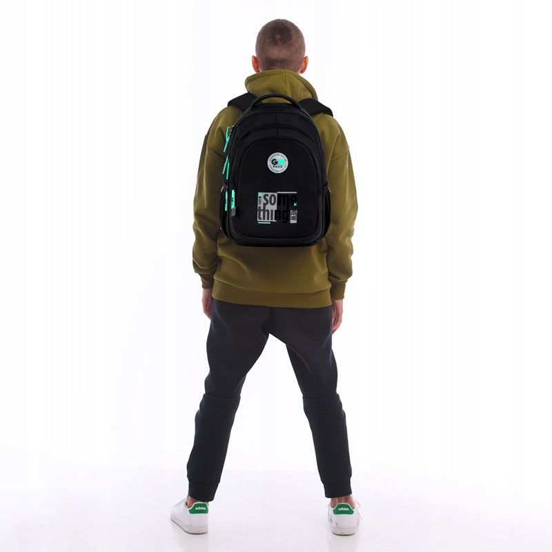 School backpack for boys youth black reflective elements GoPack Manufacturer code GO26-162M-4