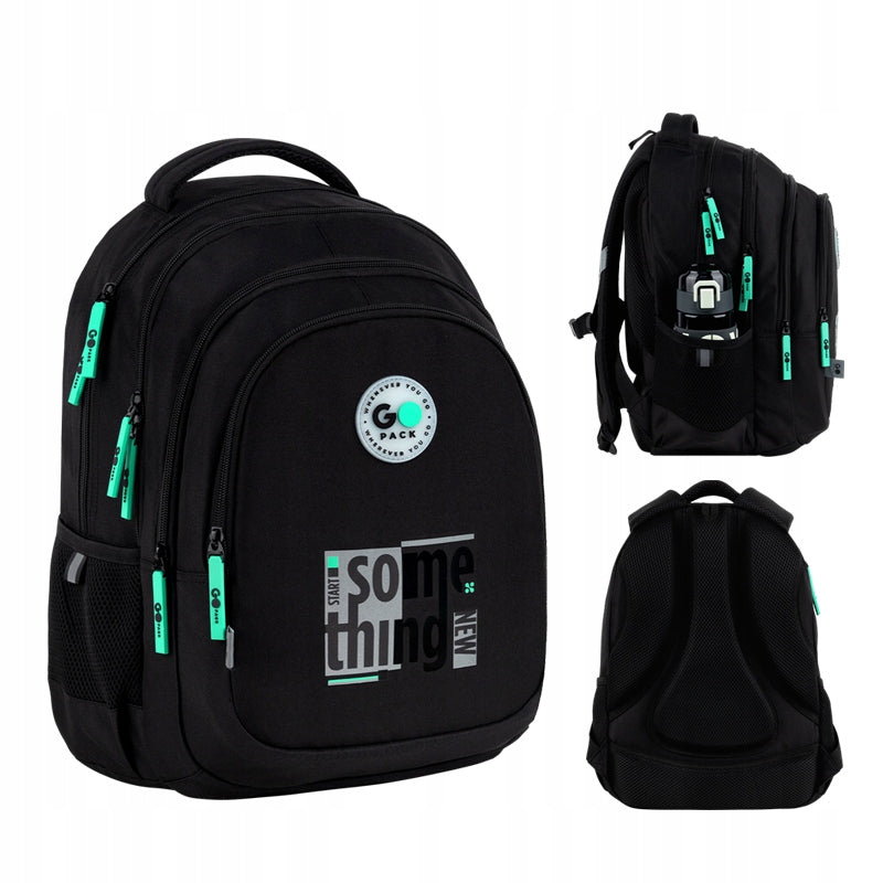 School backpack for boys youth black reflective elements GoPack