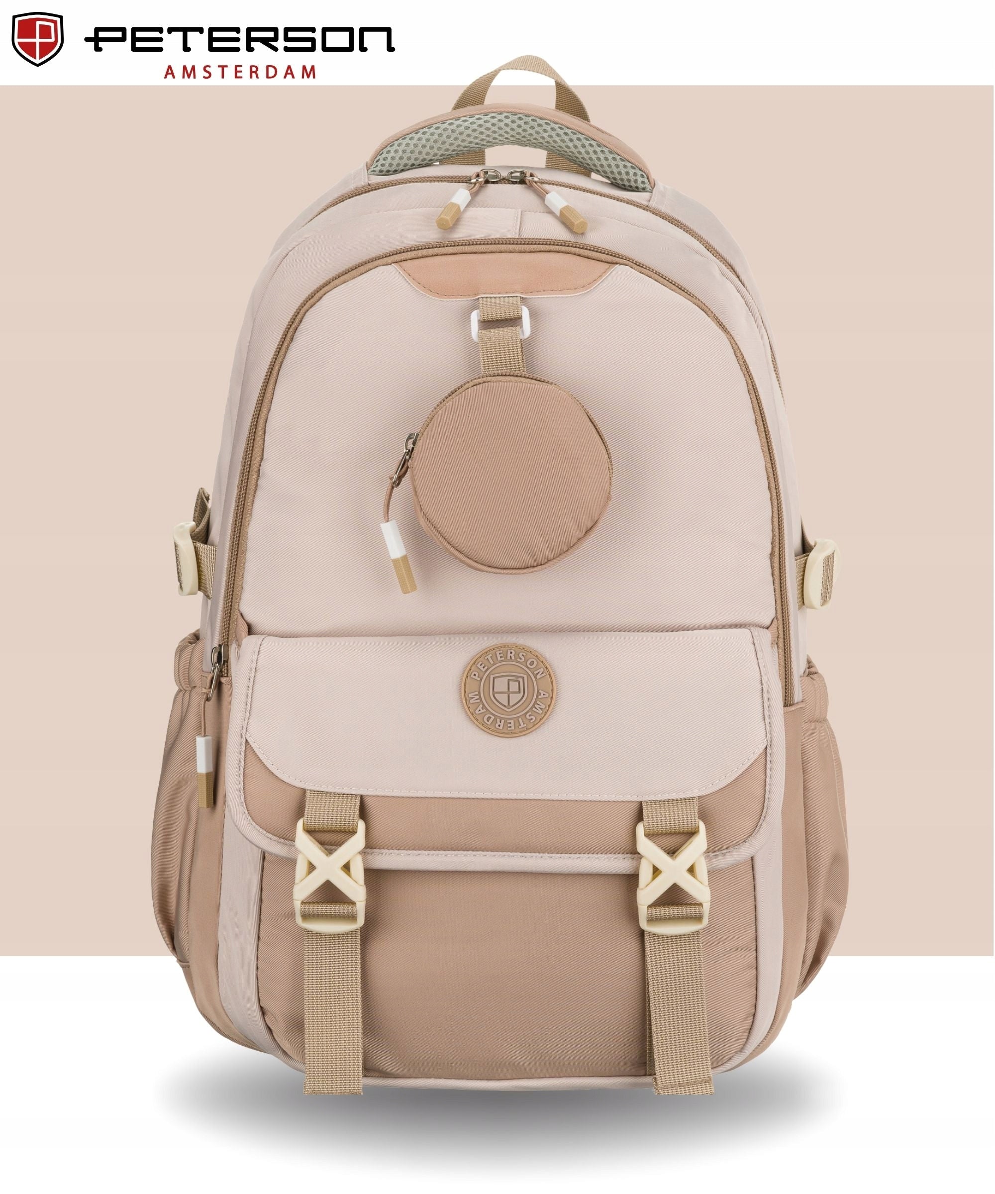 School backpack for children roomy satchel for sports school Peterson Manufacturer code Plecak szkolny dla dzieci 8610 BEIGE