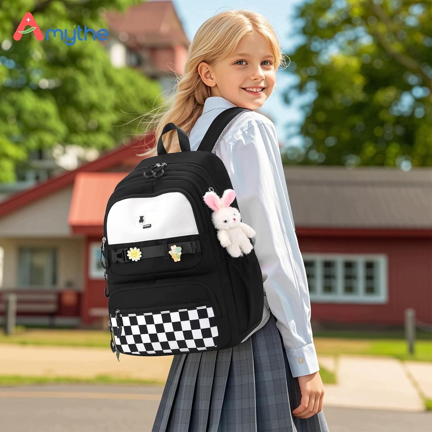 School backpack for girls 29 l black lightweight waterproof with pendant Packaging status original