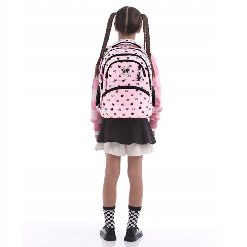 School backpack for girls 6-12 years pink keychain kitty GoPack Manufacturer code GO26-175M-1