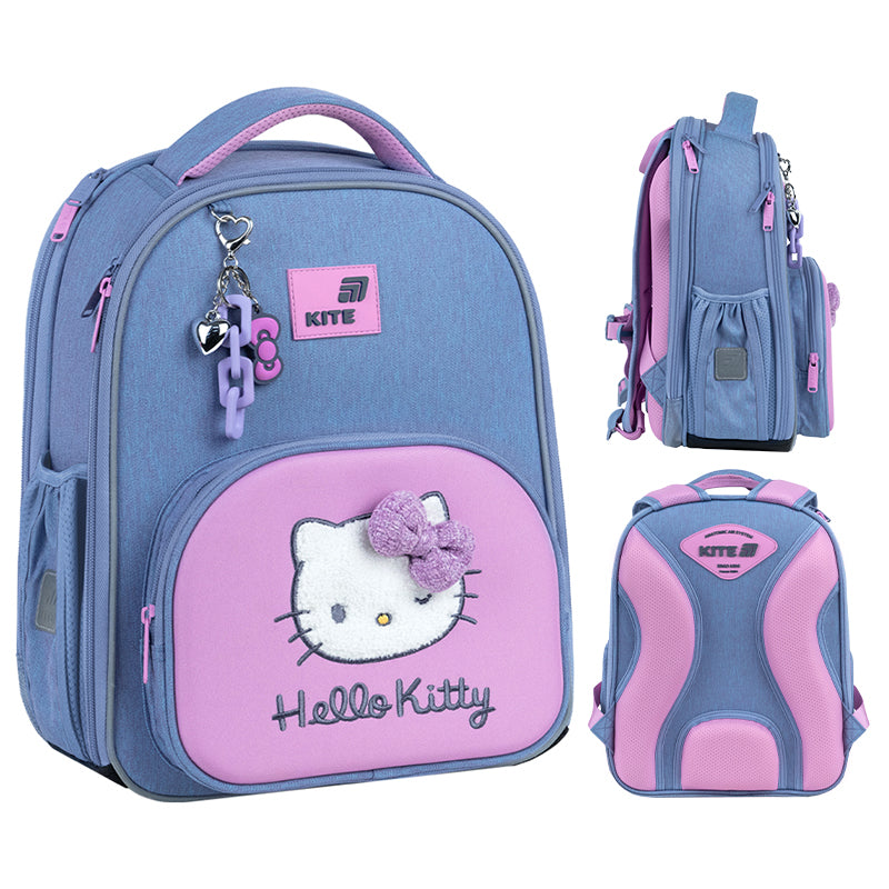 School backpack for girls 6-12 years satchel keychain Hello Kitty Kite