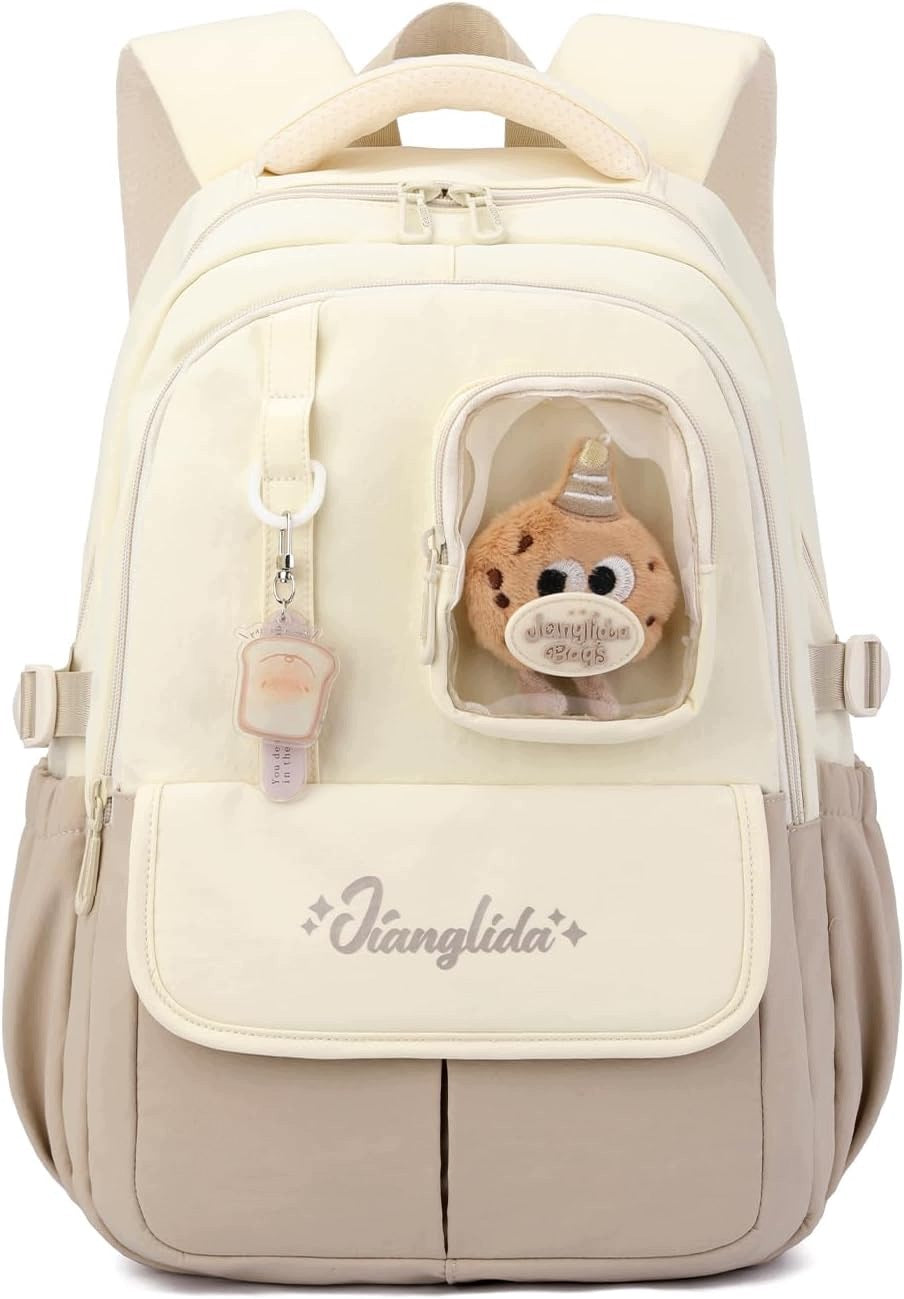 School backpack for girls 7-12 years old, lightweight satchel with belt