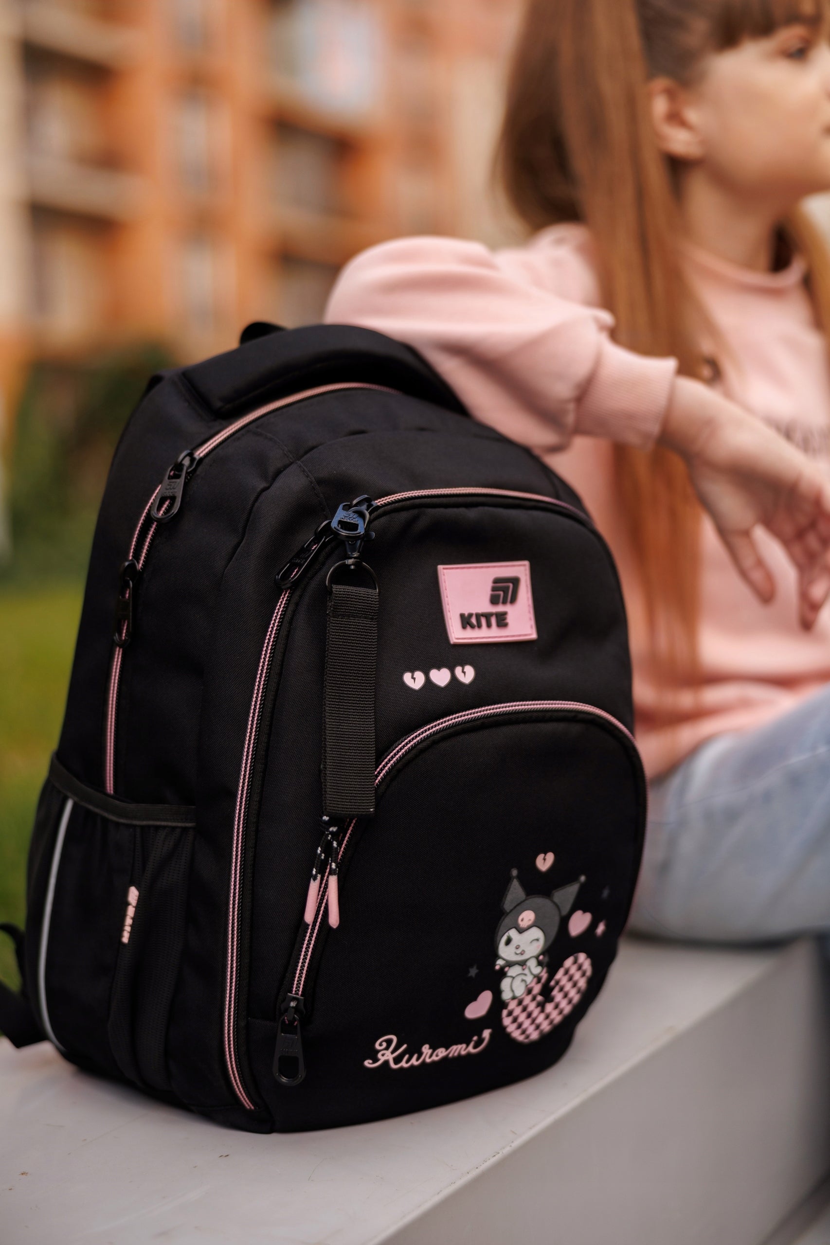 School backpack for girls 9-12 years black Kuromi Kite Packaging status original