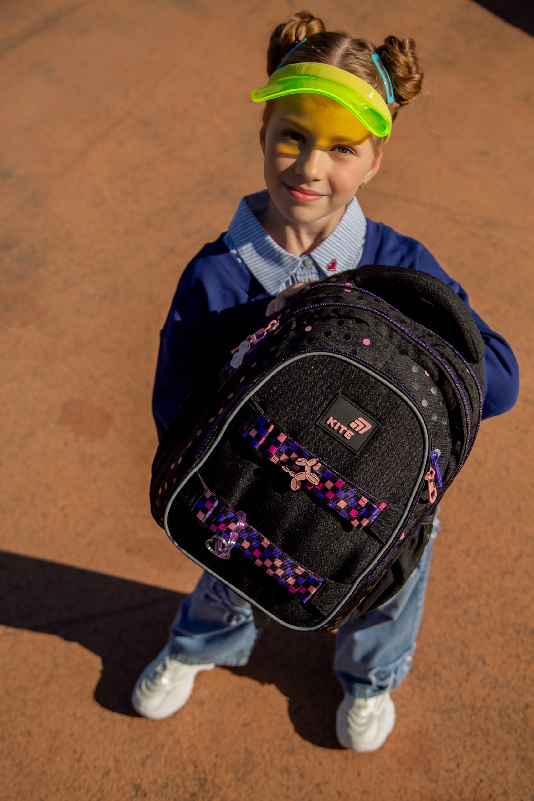 School backpack for girls 9-12 years black with keychain Kite Packaging status original