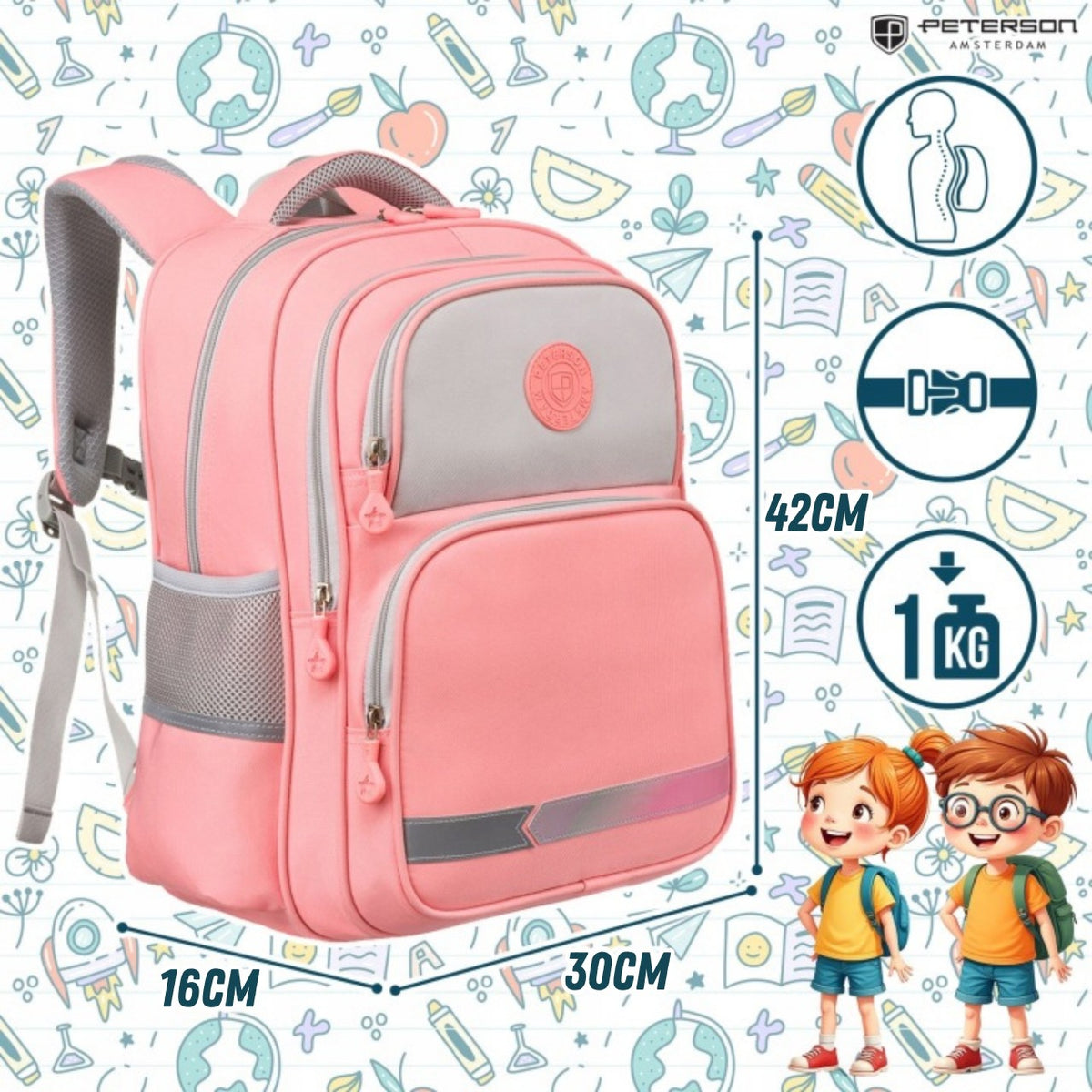 School backpack for girls PETERSON sports satchel large for school Packaging status original