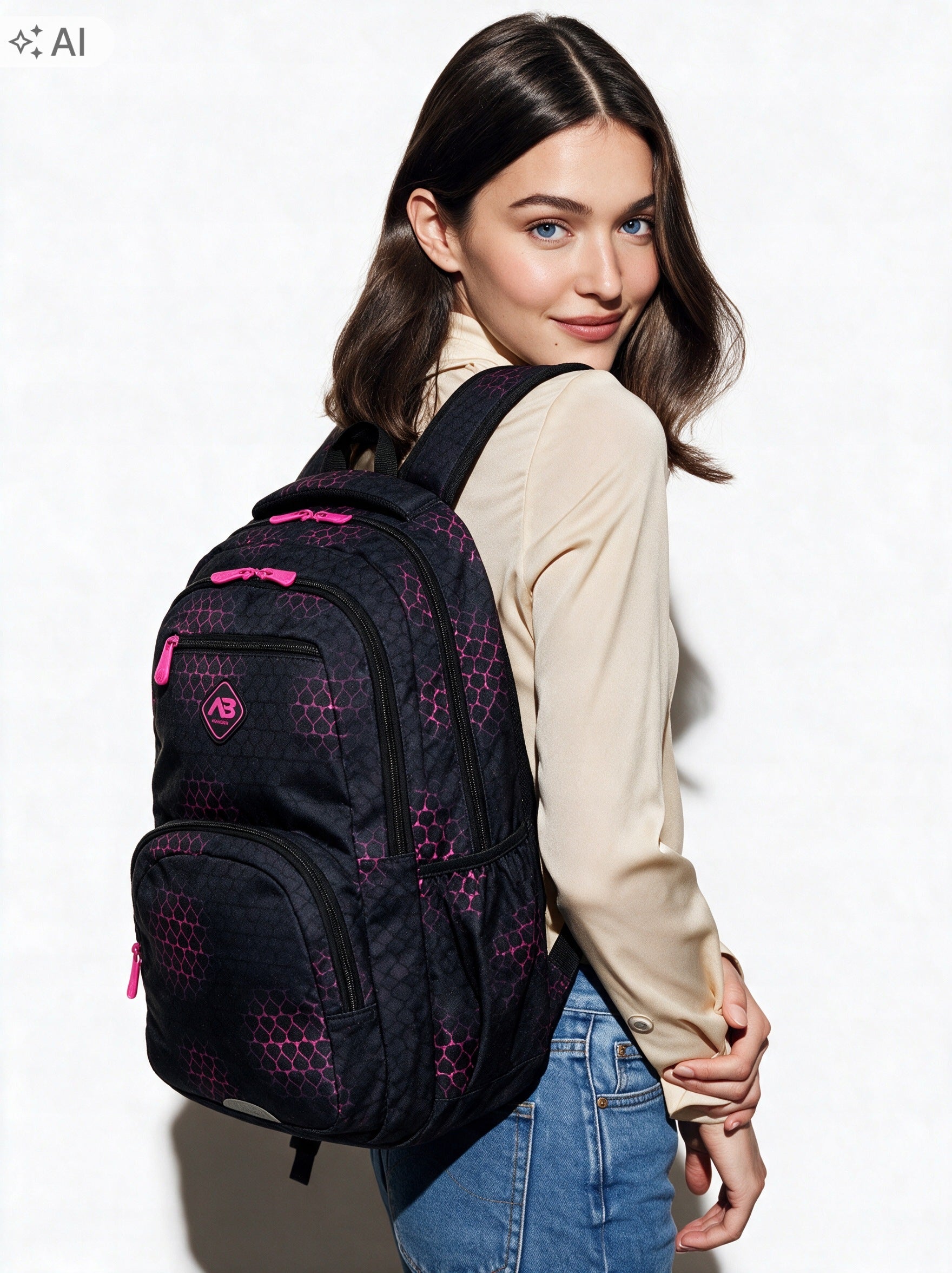 School backpack for girls astrabag PINK HEARTS