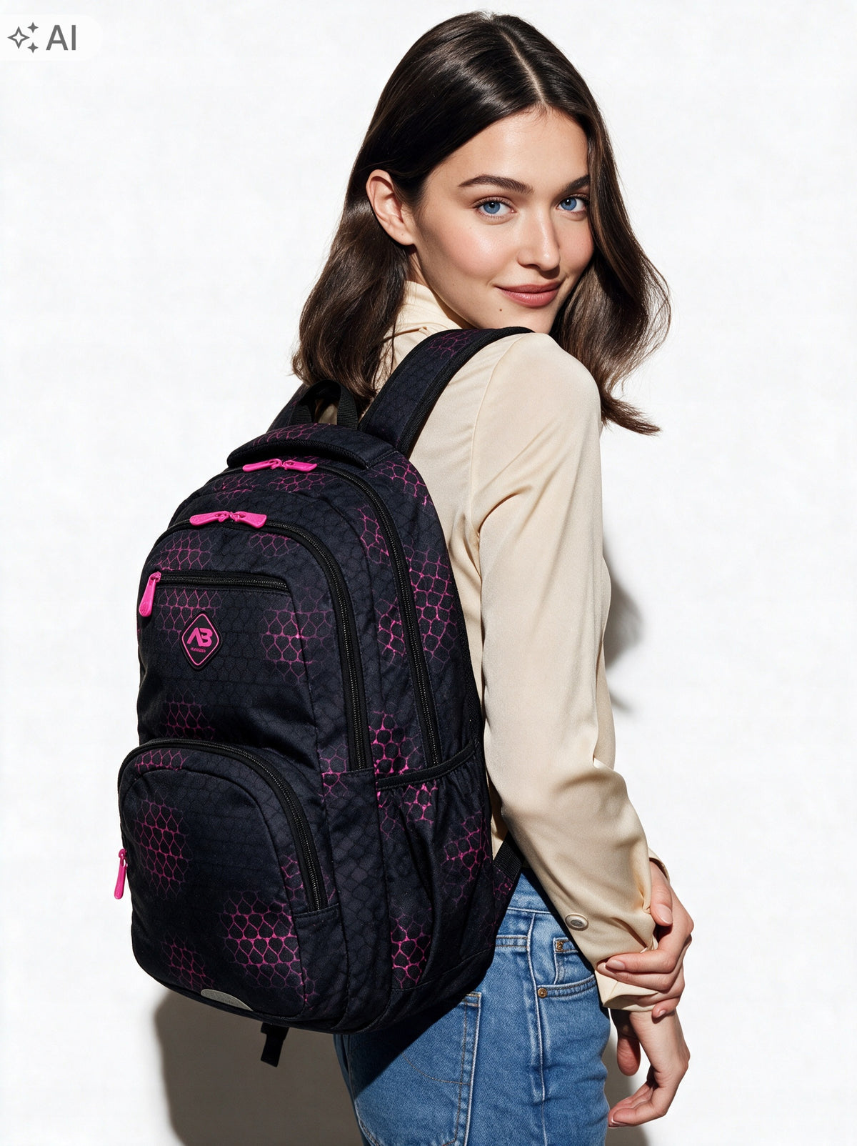 School backpack for girls astrabag PINK HEARTS