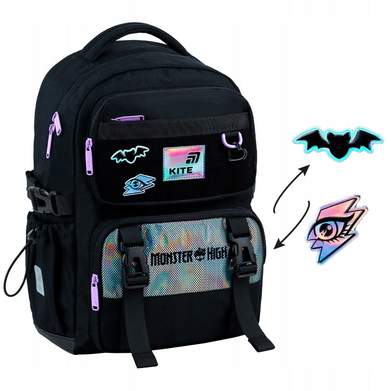 School backpack for girls class 3-6 black Monster High Kite