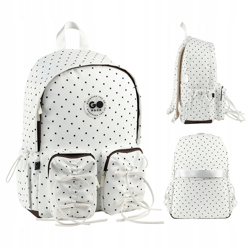 School backpack for girls with bows white GoPack