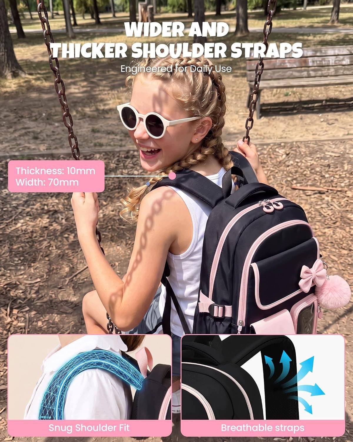 School backpack for teenagers 10-18 years pink 3-piece with pencil case Manufacturer code 5908184001422