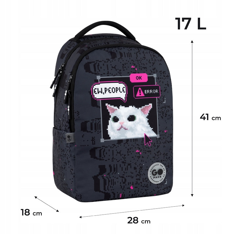 School backpack for teenagers 9-17 years two-chamber meme black GoPack Manufacturer code GO26-135M-2