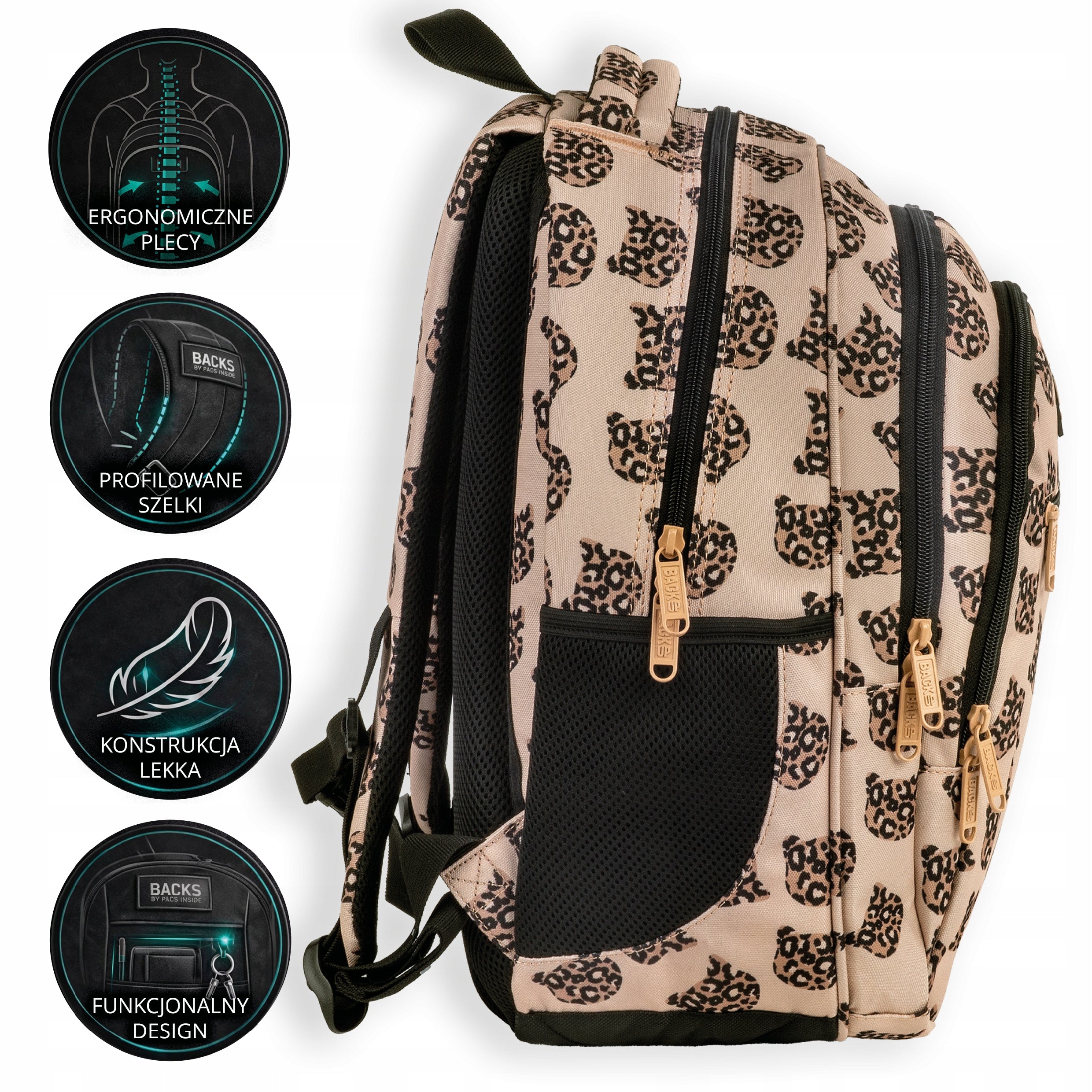 School backpack girls BackUP leopard Brand Derform