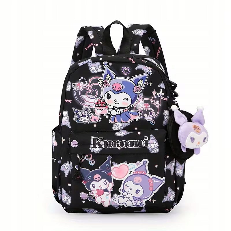School backpack multi-chamber Kuromi black + purse for girls