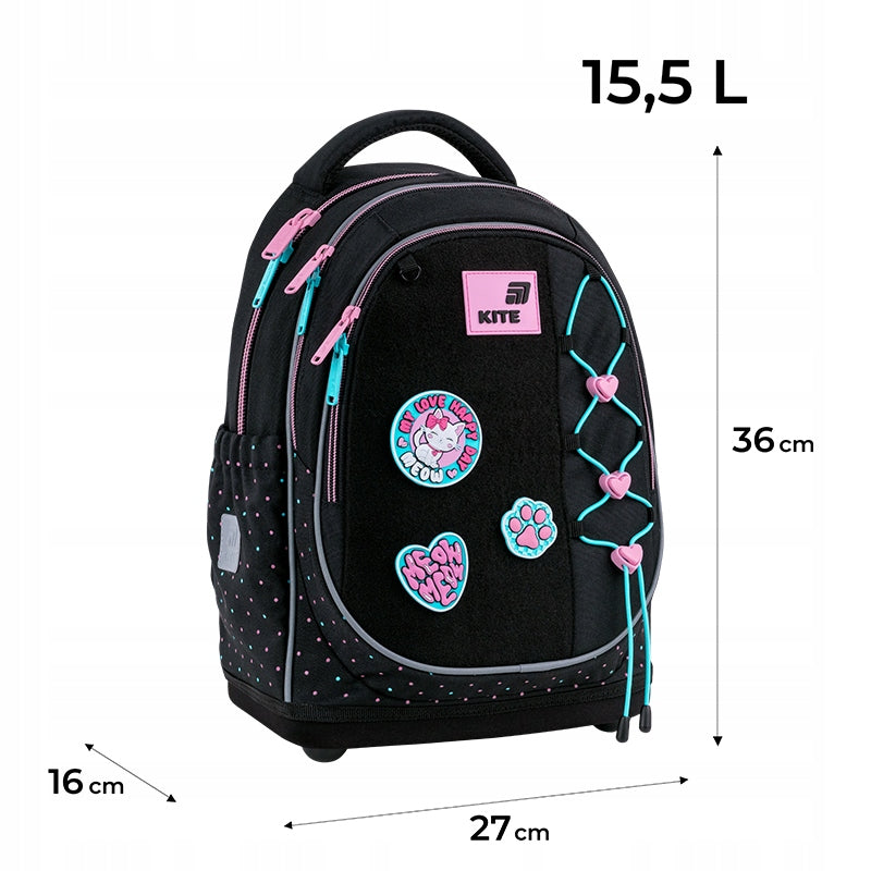 School backpack on legs girls orthopedic up to 1-4 class black Kite Manufacturer code K26-724S-1