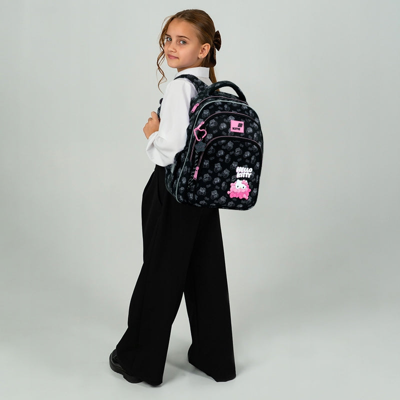 School backpack orthopedic black girls 9-12 years Hello Kitty Kite Packaging status original