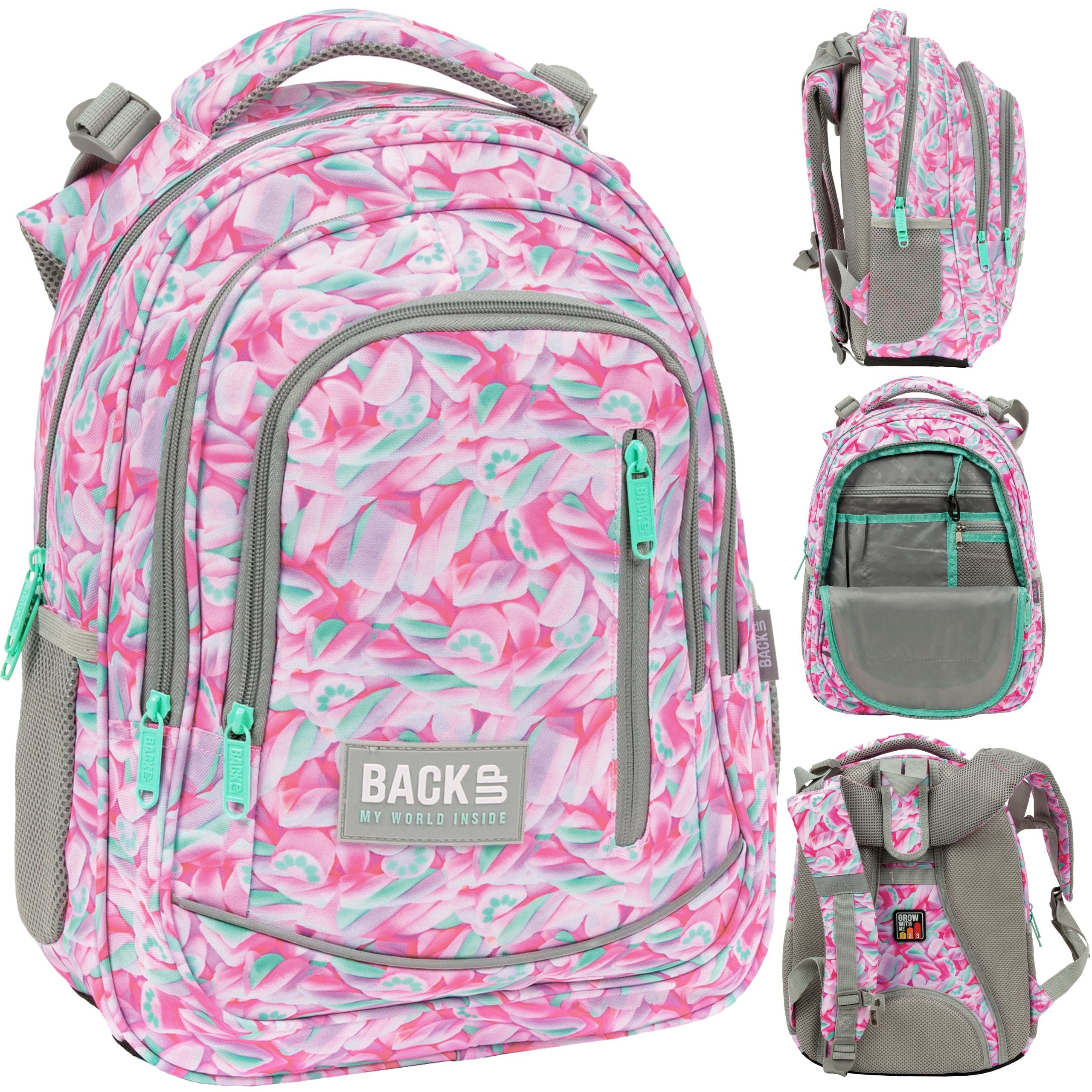 School backpack pink FOAM multi-chamber Back Up foam pink