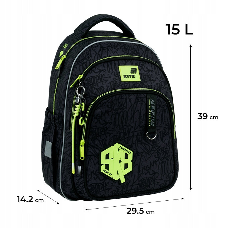 School backpack roomy for boys 9-12 years black with keychain Kite Manufacturer code K26-763M-3