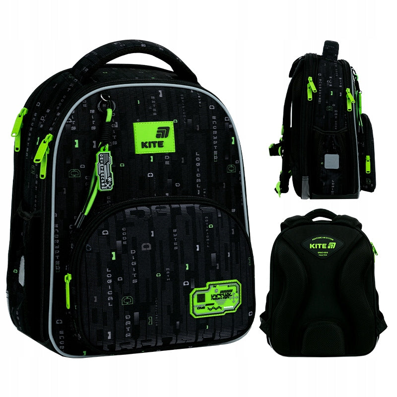 School backpack up to 1st class black stiffened orthopedic for players Kite
