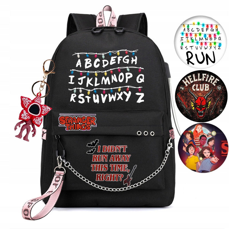 School backpack with STRANGER THINGS