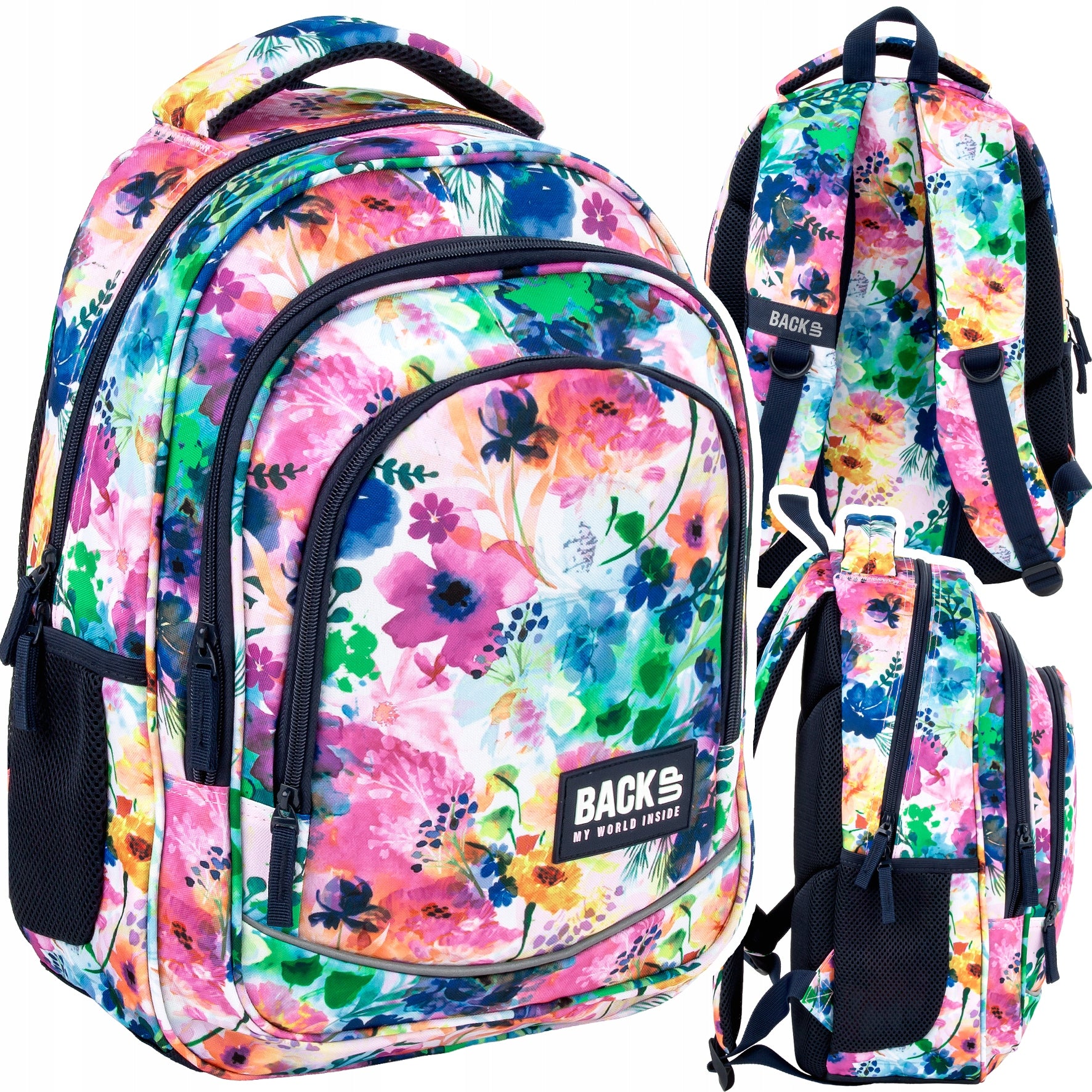 School backpack youth BackUP 26L SPRING flowers laptop A4 GIRLS