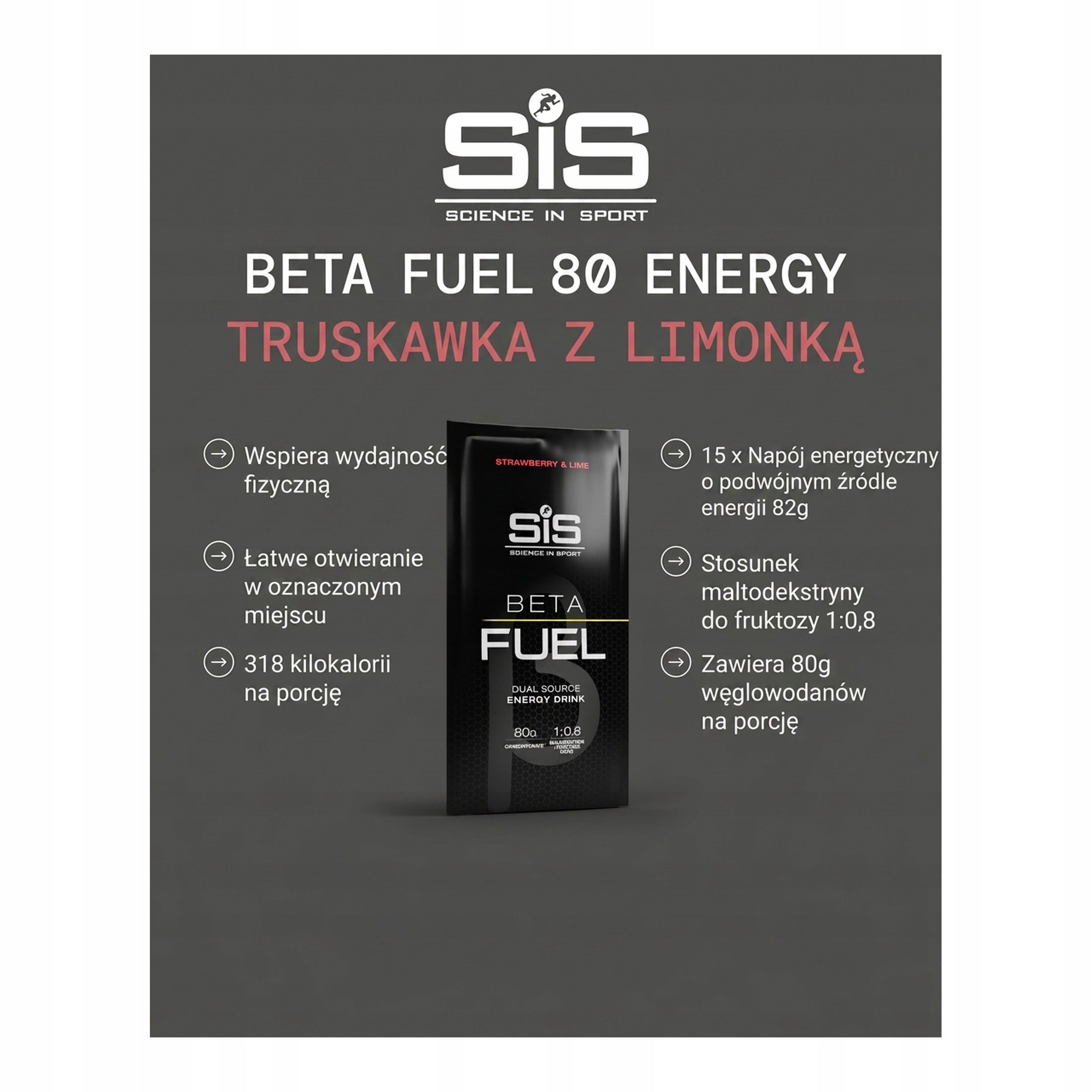 Science in Sport BETA Fuel 80 Strawberry Lime 15 sachets Packaging status original