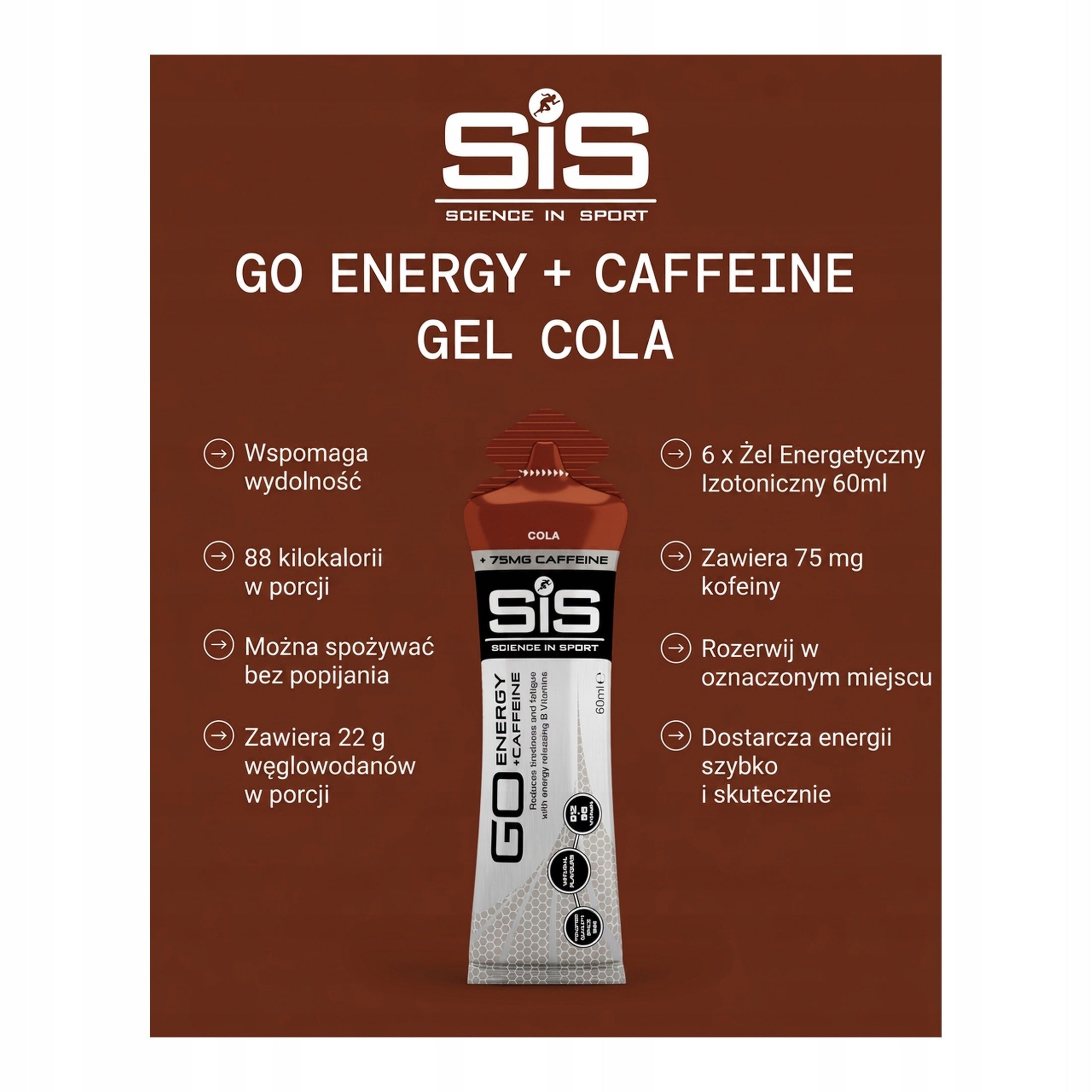 Science in Sport GO Energy + Caffeine Gel Cola 6 Pack Packaging status original