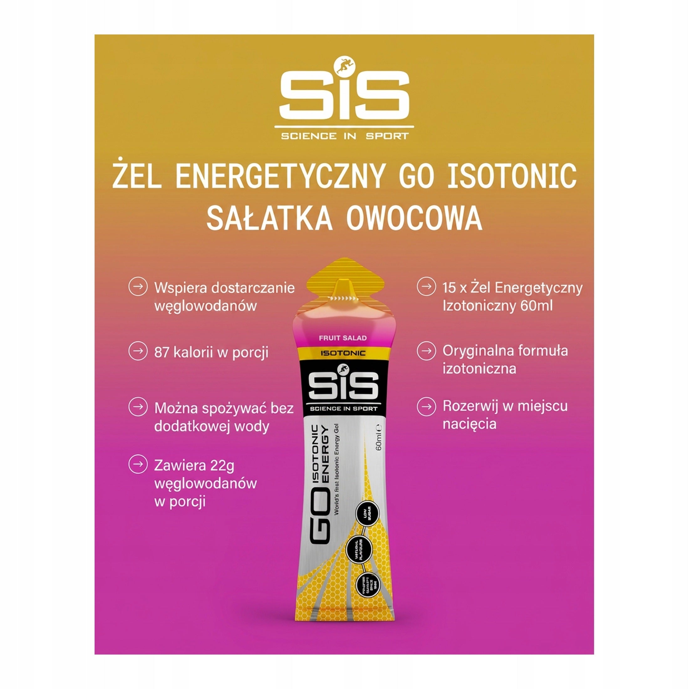 Science in Sport GO Isotonic Energy Gel Fruit Salad 15 Pack Packaging status original