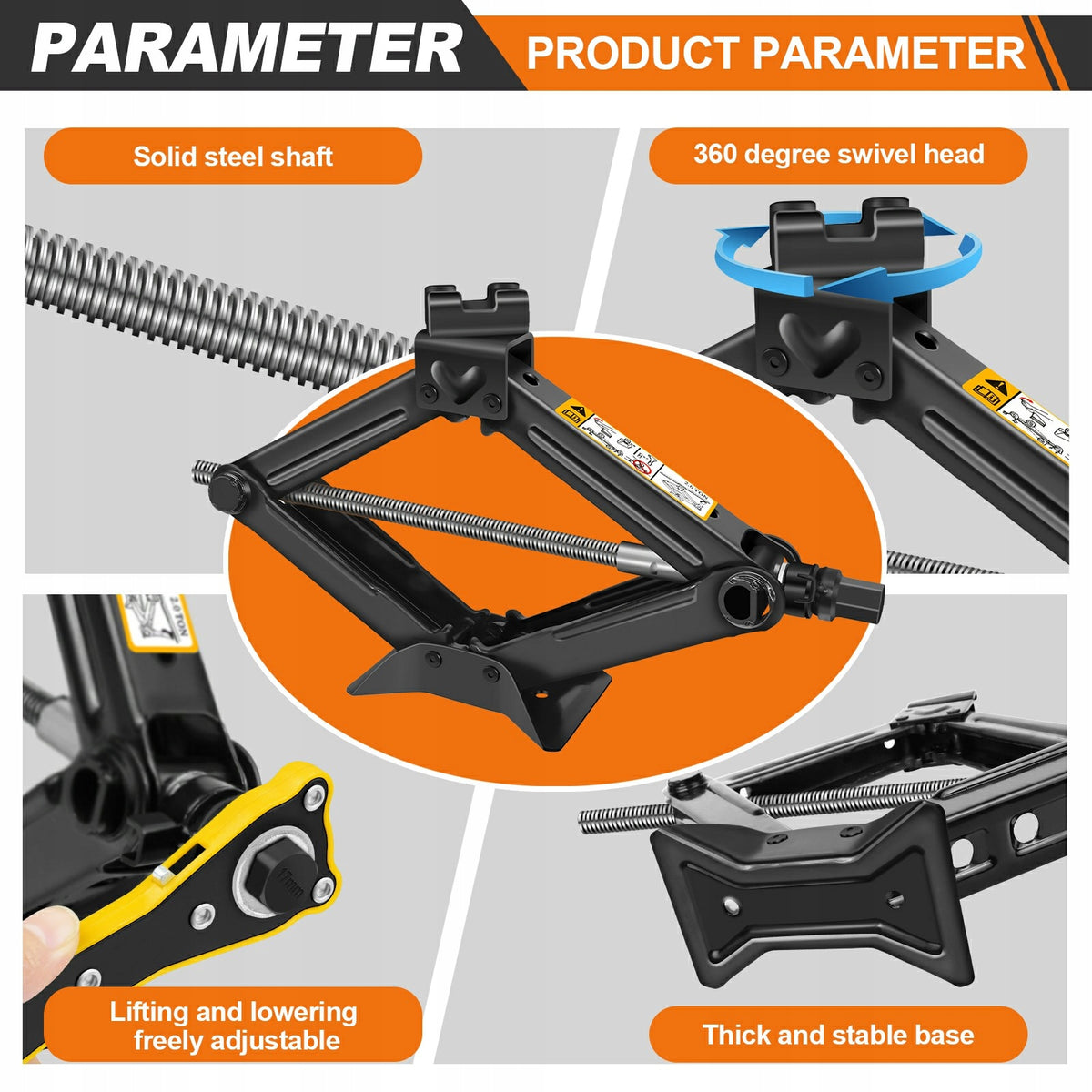 Scissor Car Jack | 2kg Lightweight | Double-Tooth Spiral Liftfor Sedan, SUV Manufacturer code SCISSORJACK-Y