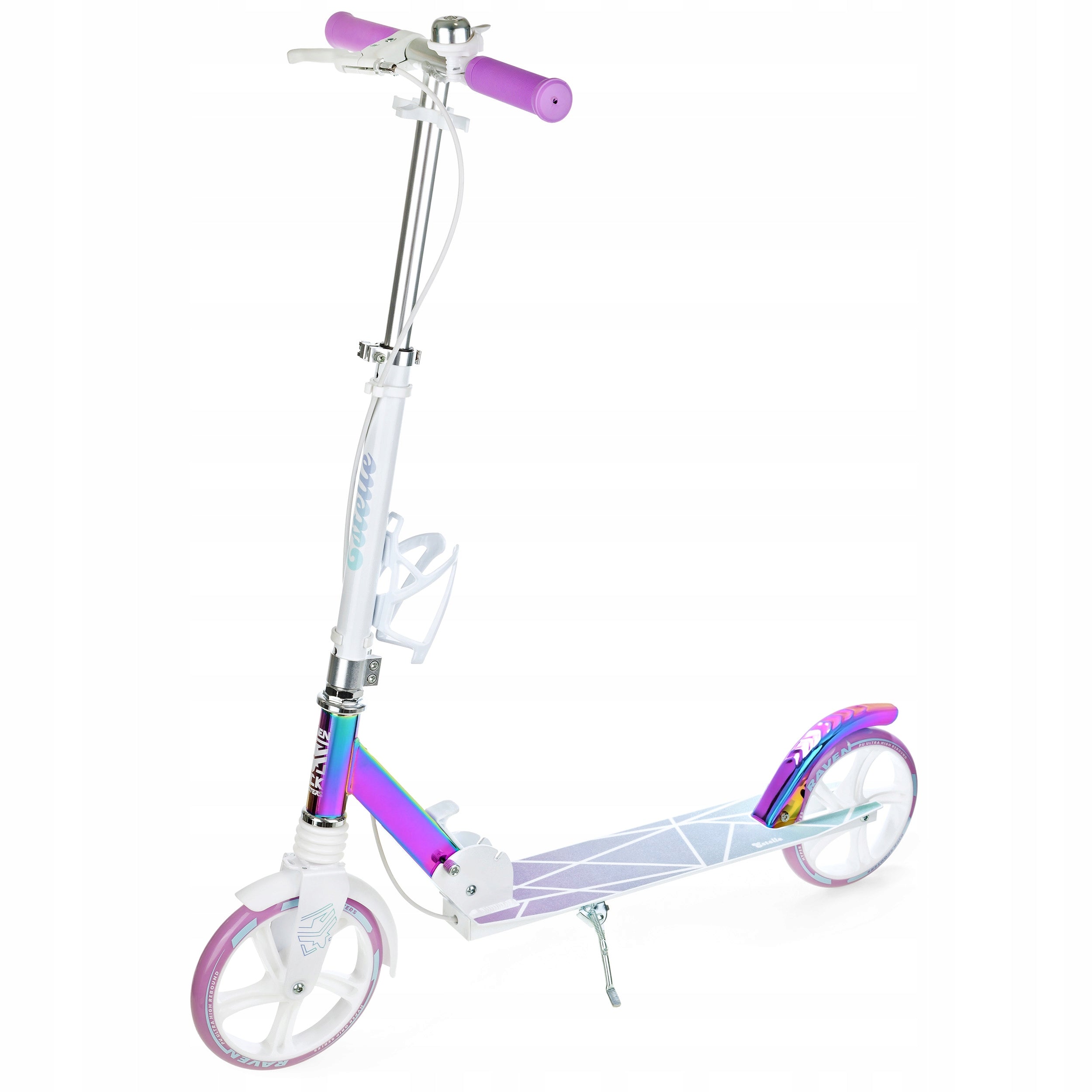 Scooter Folding RAVEN Estelle PRO White Neo Chrome 200mm shock absorber Wheels natural rubber