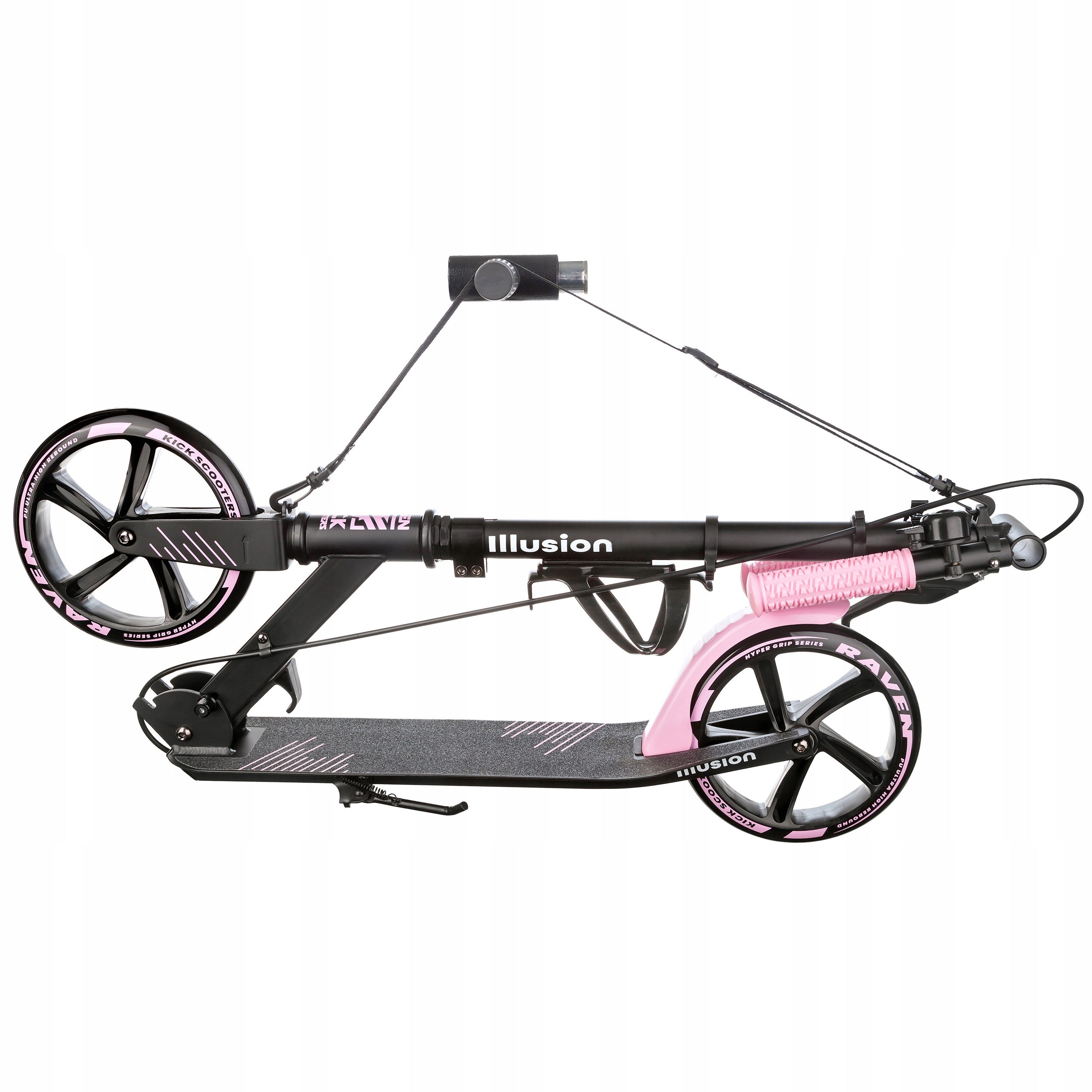 Scooter LARGE Folding RAVEN Illusion Pink 200mm with brake Kind two-wheeled