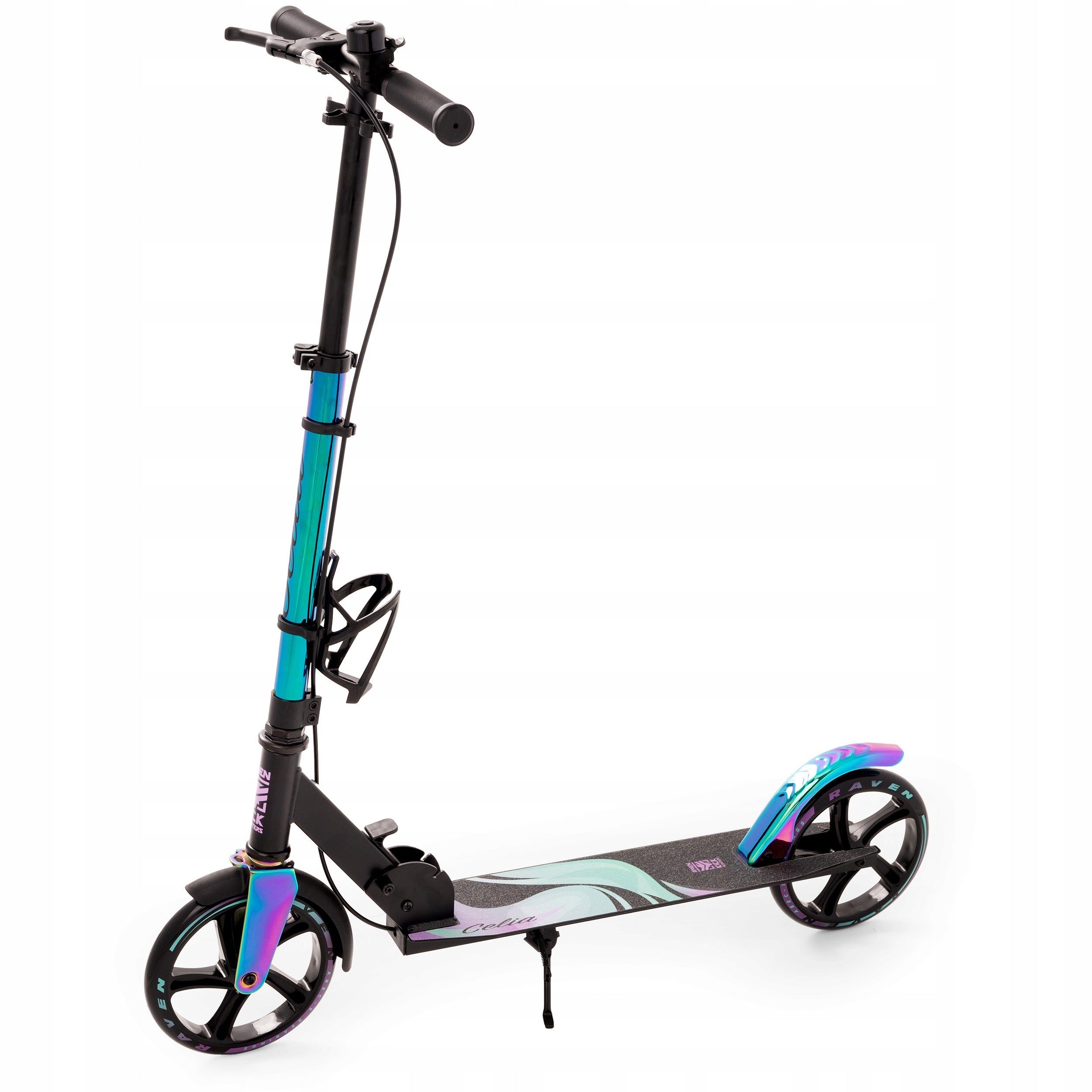 Scooter LARGE RAVEN Celia Black 200mm with brake and water bottle holder Handlebar height 80.00–100.00 cm