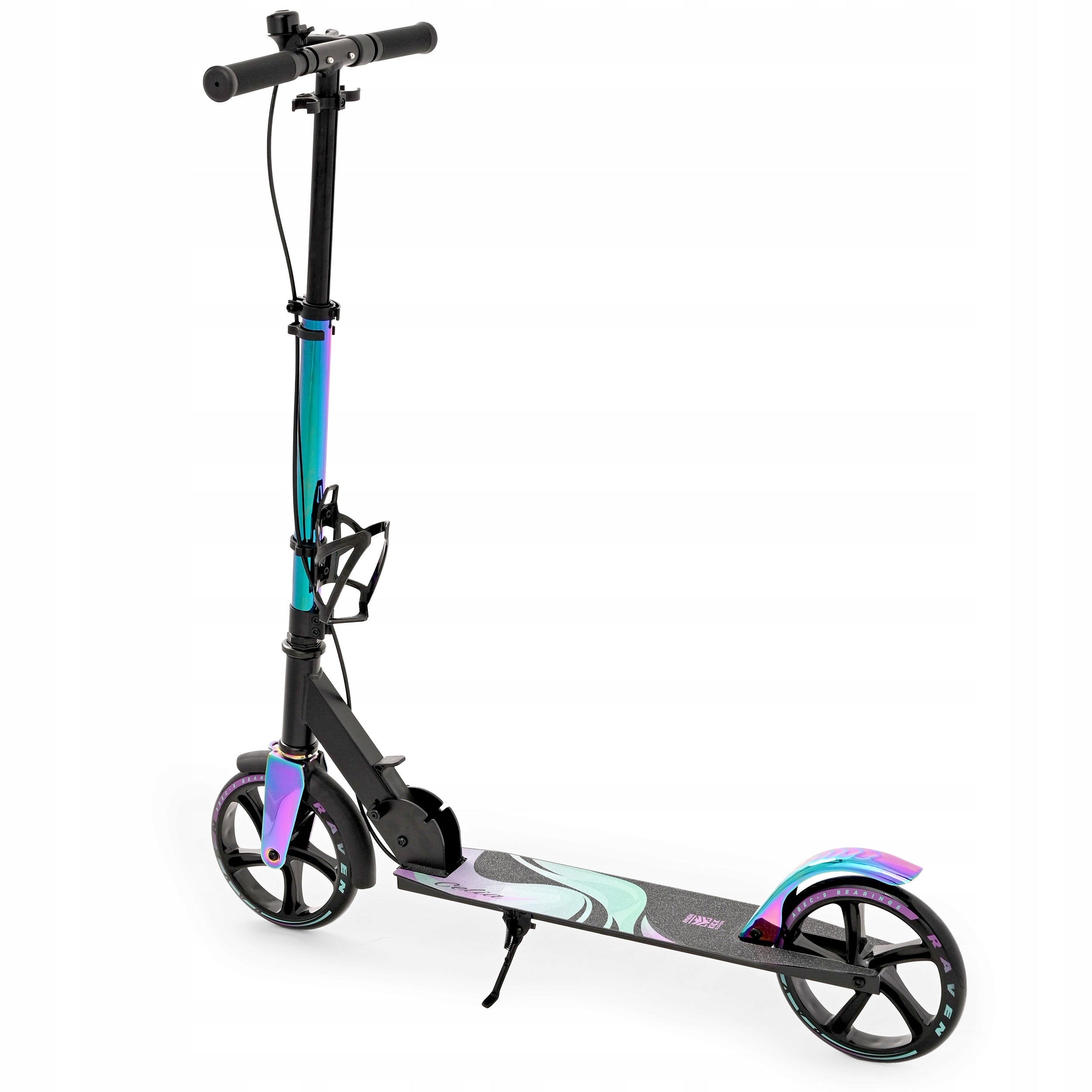 Scooter LARGE RAVEN Celia Black 200mm with brake and water bottle holder Kind two-wheeled