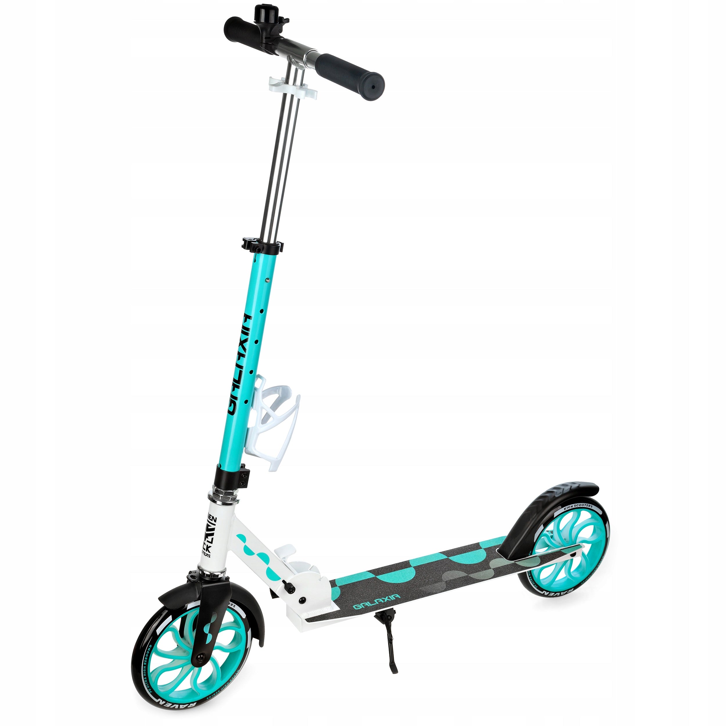 Scooter LARGE RAVEN Galaxia White/Mint 200mm with bell and LED wheels Manufacturer code 129807