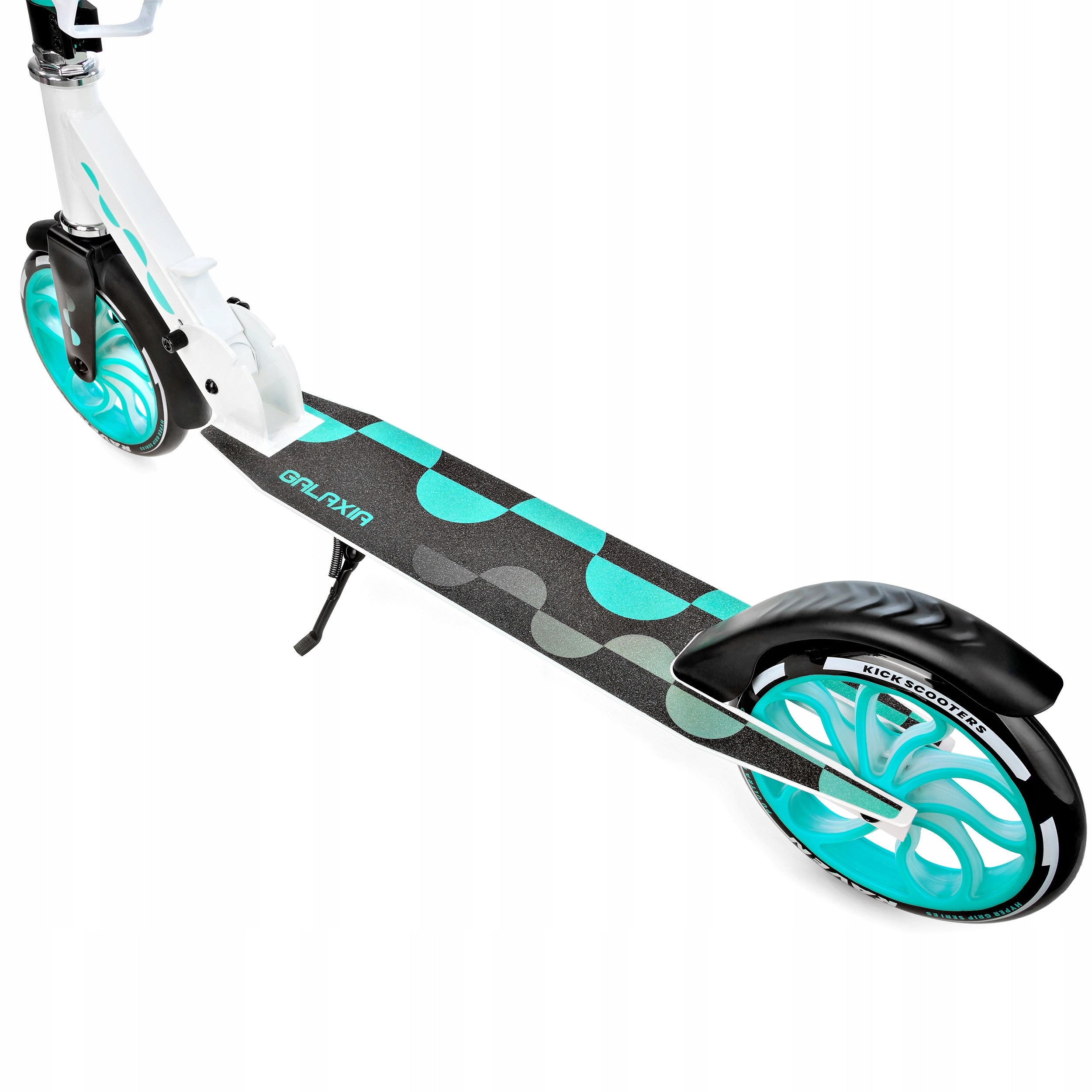 Scooter LARGE RAVEN Galaxia White/Mint 200mm with bell and LED wheels Wheels natural rubber
