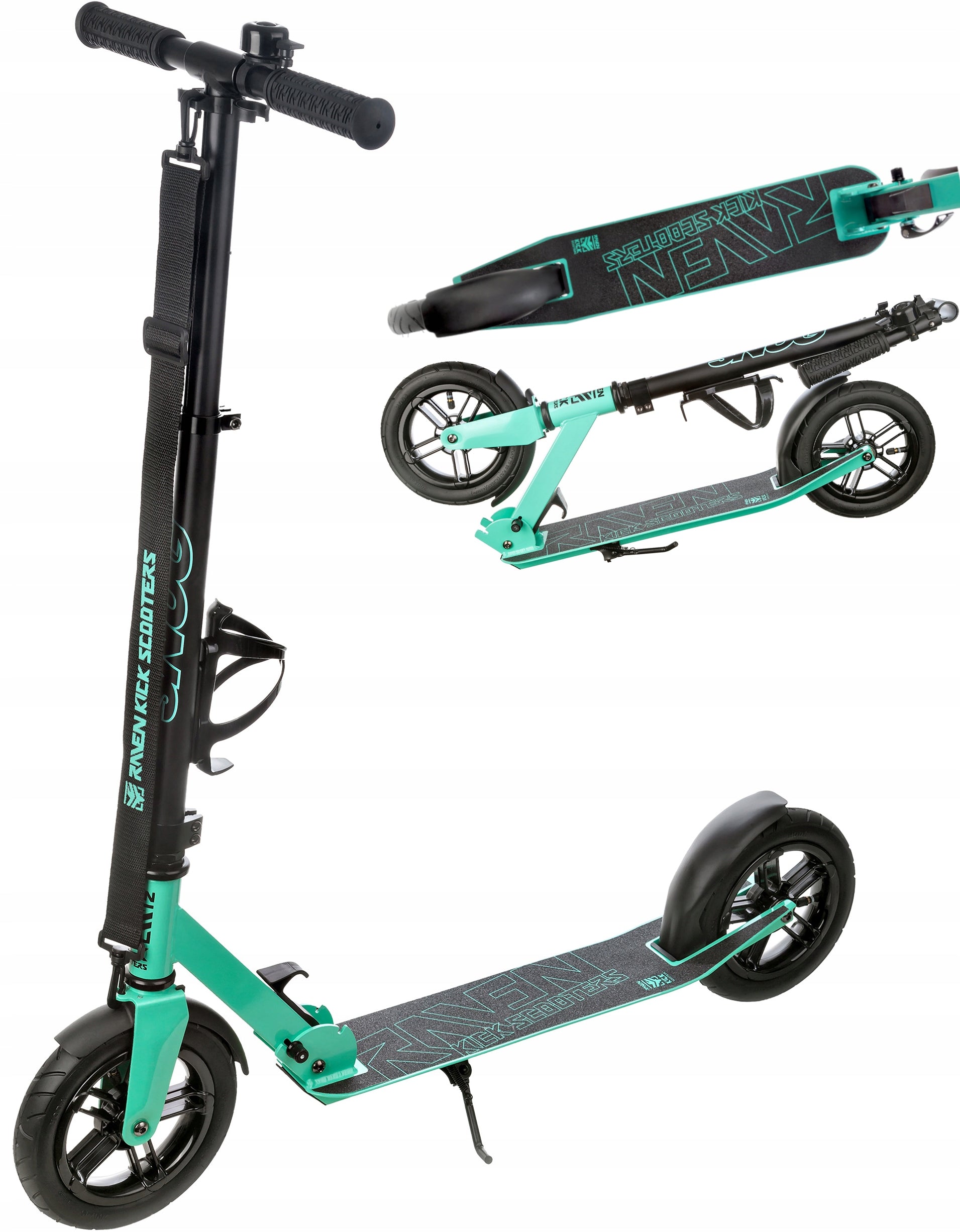 Scooter LARGE RAVEN Snug Mint 200mm PUMPED WHEELS bell water bottle holder